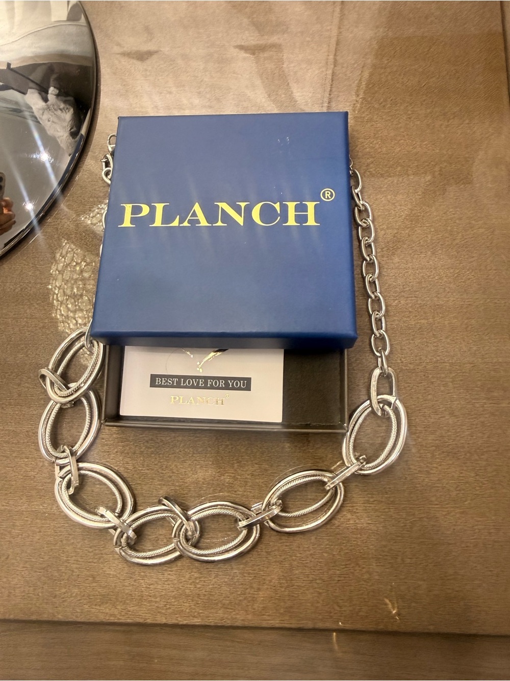 Planch Silver-Tone Chunky Oval Link Necklace for Women
